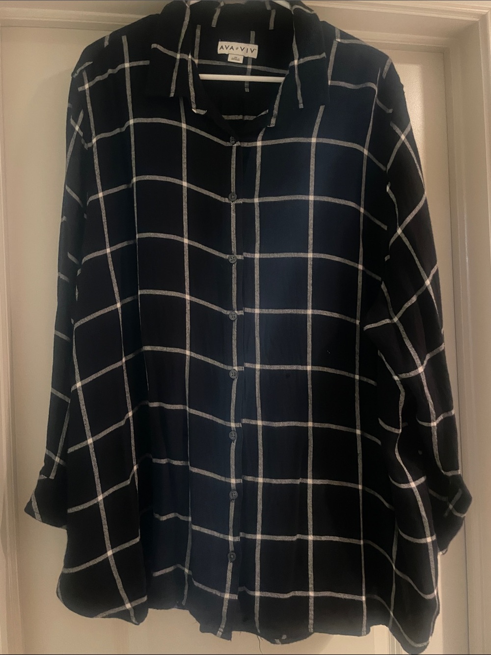 Ava & Viv Black Windowpane Button-Down Shirt